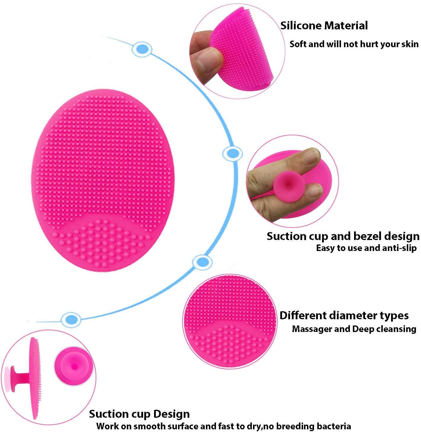 2 Pack Face Scrubber, Soft Silicone Facial Cleansing Brush - LILA NATURELLE